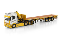 model Scania R 6x4+návěs plato+palfinger Mediaco